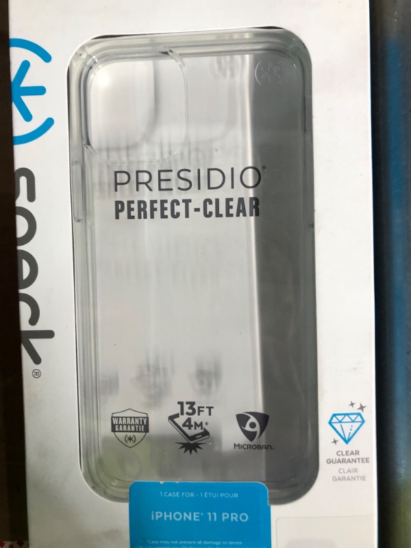 Photo 4 of Speck Presidio2 Grip iPhone 13 Black/White & Speck Presidio Perfect-Clear - Back Cover for Cell Phone - Clear - for Apple iPhone 11 Pro