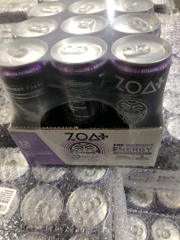 Photo 3 of (EXP 3/29/23) ZOA Plus Sugar-Free Pre-Workout Drink, Ready to Drink  12 PK 