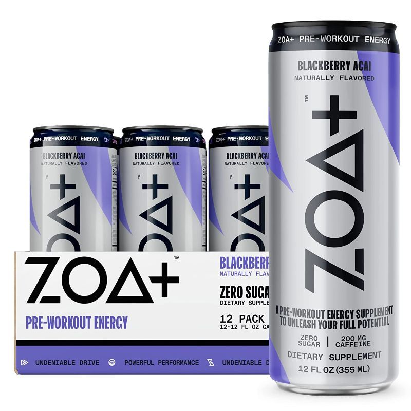 Photo 1 of (EXP 3/29/23) ZOA Plus Sugar-Free Pre-Workout Drink, Ready to Drink  12 PK 