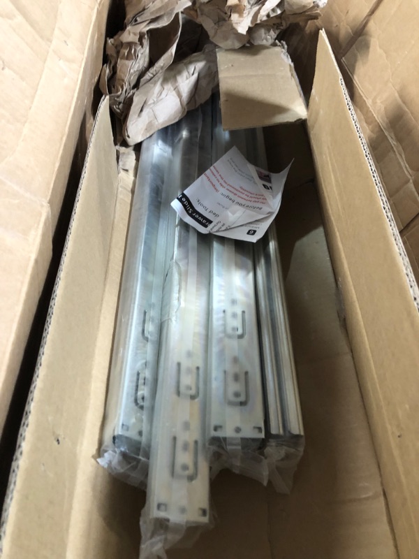 Photo 2 of 10 Pairs of 24 Inch Hardware 3-Section Full Extension Ball Bearing Side Mount Drawer Slides,100 LB Capacity Drawer Slide 24 Inch Zinc Plated