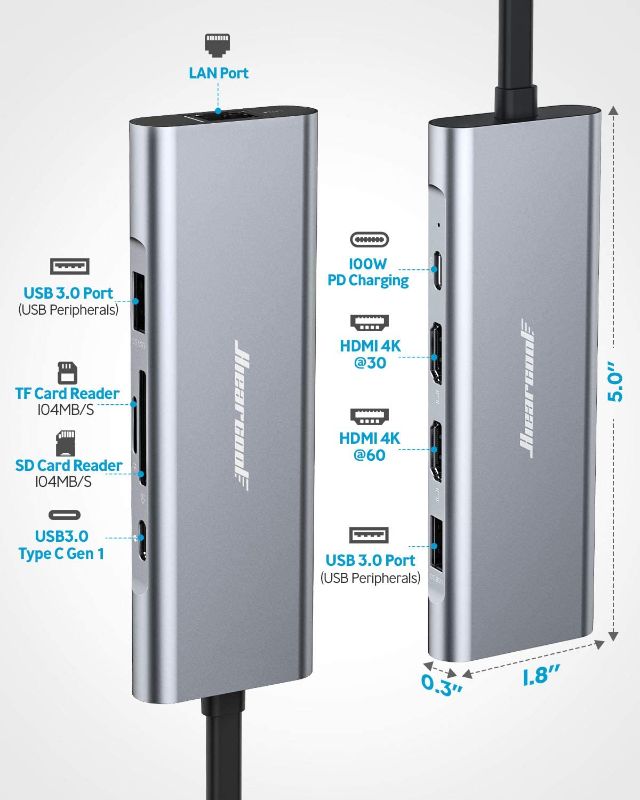 Photo 2 of Hiearcool Docking Station for MacBook Pro, Laptop Docking Station Compatible for MacBook Pro/Air, 3 Multiport Dock USB C Dongle