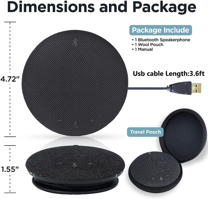 Photo 2 of INNOTRIK Bluetooth Conference Speaker with Microphone | 360-Degree Voice Pickup & Noise Canceling