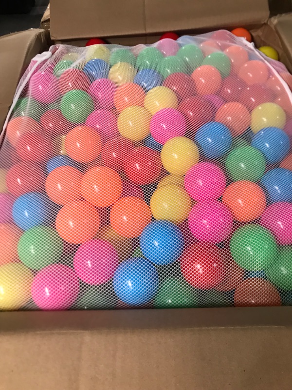 Photo 2 of Amazon Basics BPA Free Crush-Proof Plastic Ball Pit Balls with Storage Bag, Toddlers Kids 12+ Months, 6 Bright Colors - Pack of 1000 6 Bright Colors 1,000 Balls