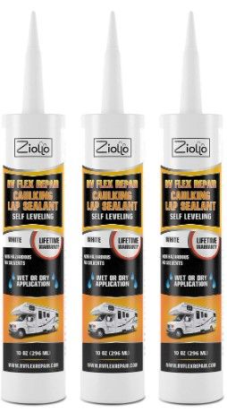 Photo 1 of Ziollo RV Flex Repair Caulking Lap Sealant - Self Leveling EPDM Sealant for Rubber Roofs on Motorhomes, Trailers, Campers (White, 3-10 oz Tubes of RV Caulk)