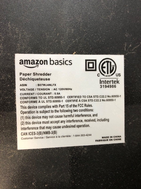 Photo 2 of Amazon Basics 24-Sheet Cross-Cut Paper Shredder