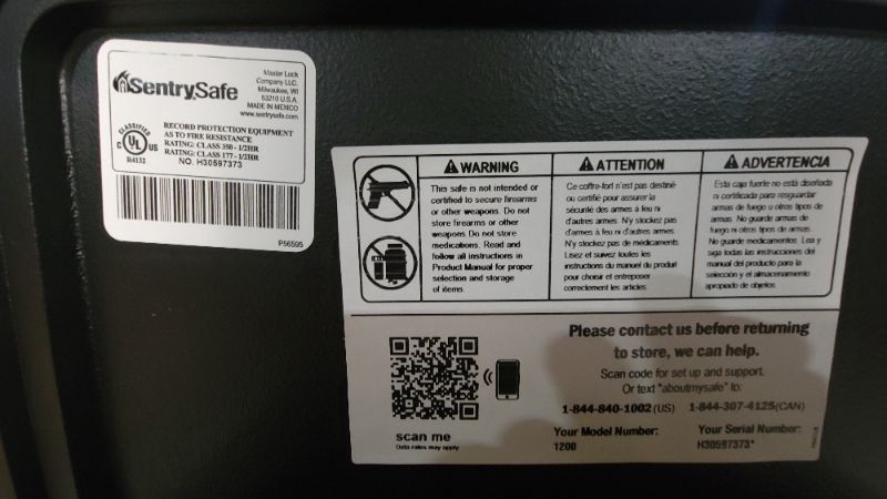 Photo 4 of Sentrysafe 1200 Fire Safe Lock Box