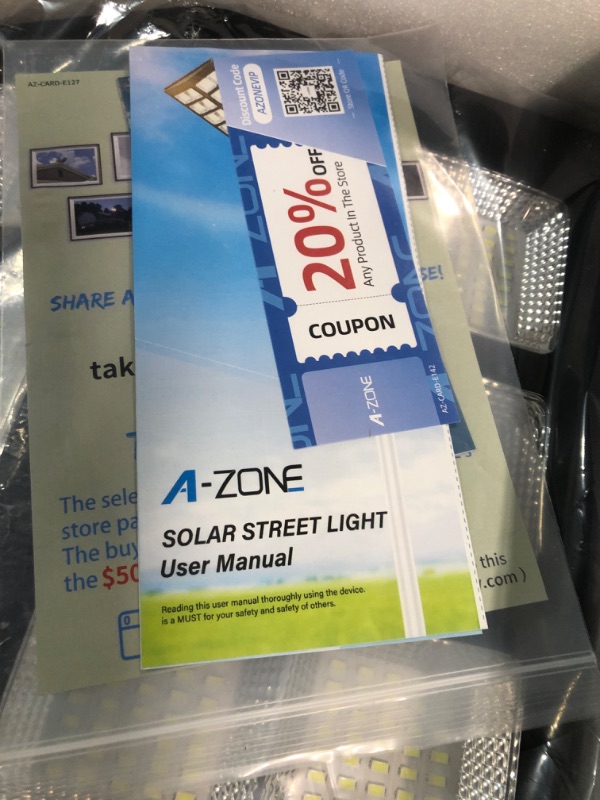 Photo 2 of **PREV OPENED** A-ZONE 1500W Solar Street Light Motion Sensor, Piazza 1 Pack