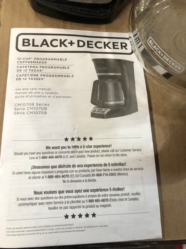 Photo 6 of *USED* BLACK+DECKER 12-Cup* Programmable Coffeemaker, Black, CM1070B-1