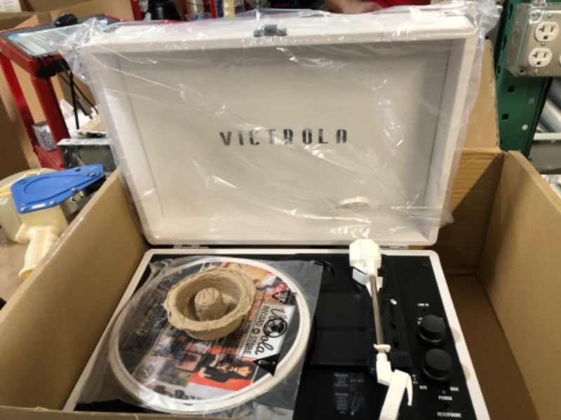 Photo 2 of Victrola VSC-400SB-CNV Bluetooth Suitcase Turntable Canvas - Stickers (White) Canvas Record Player