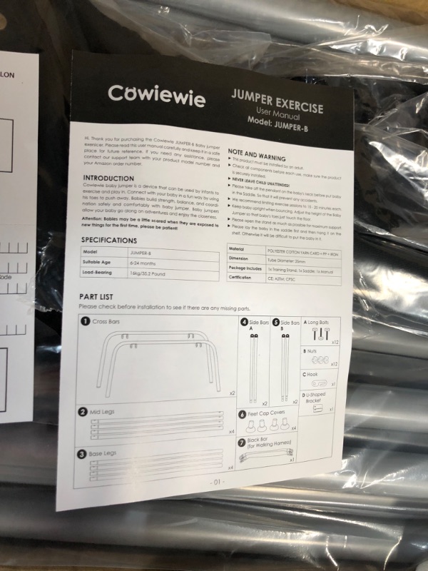 Photo 5 of Cowiewie 2 in 1 Baby Jumper, with Strong Support Stand and Baby Walking Harness Function, Fun Activity for 6-24 Months Baby Infant