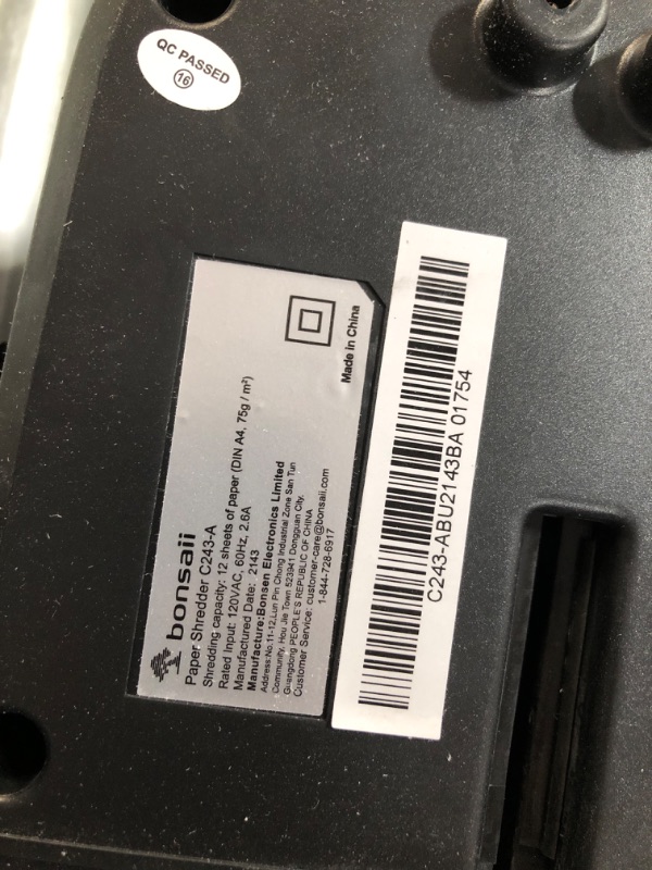 Photo 3 of ** PARTS ONLY ** Bonsaii 12 Sheet Cross Cut C243-A Paper Shredder for Home Office Use & 24 Pack Lubricant Sheets - UNABLE TO TEST