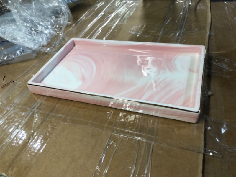 Photo 2 of 10 x 5 Ceramic Bathroom Tray for Countertop,  (Pink)