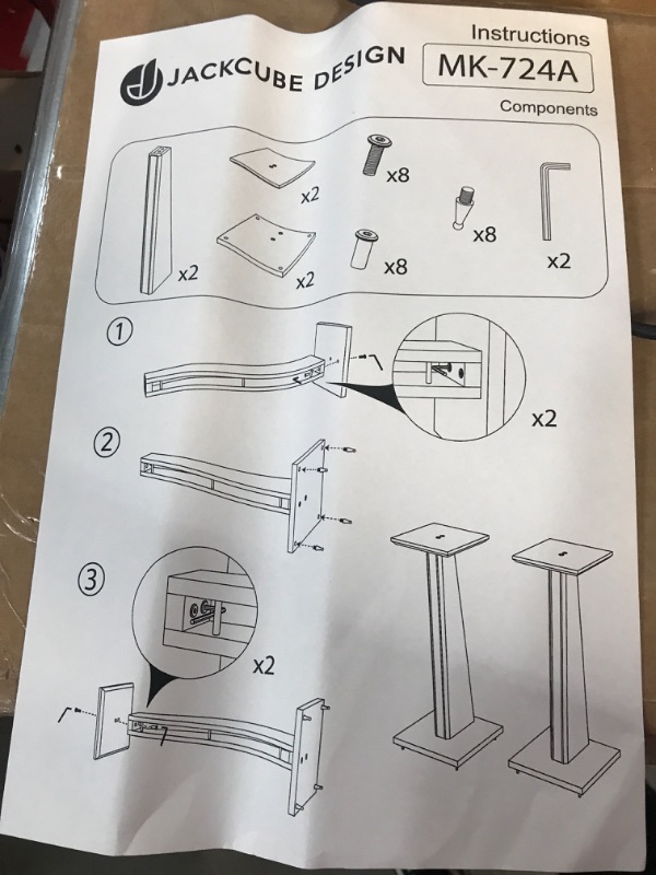 Photo 2 of J JACKCUBE DESIGN Solid Wood Speaker Stand, Holds 22lbs (Set of 2) - MK724A