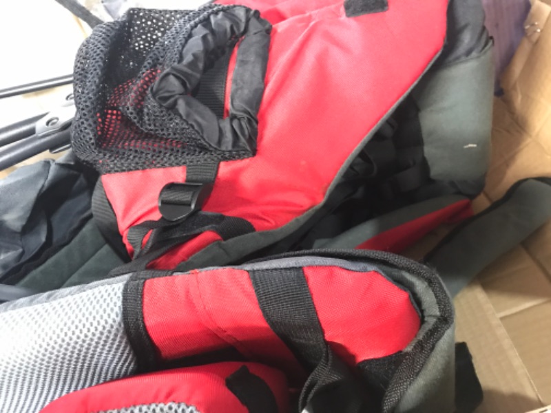 Photo 2 of **DAMAGE TO ONE VELCRO SQUARE**
ClevrPlus Cross Country Baby Backpack Hiking Child Carrier Toddler Red