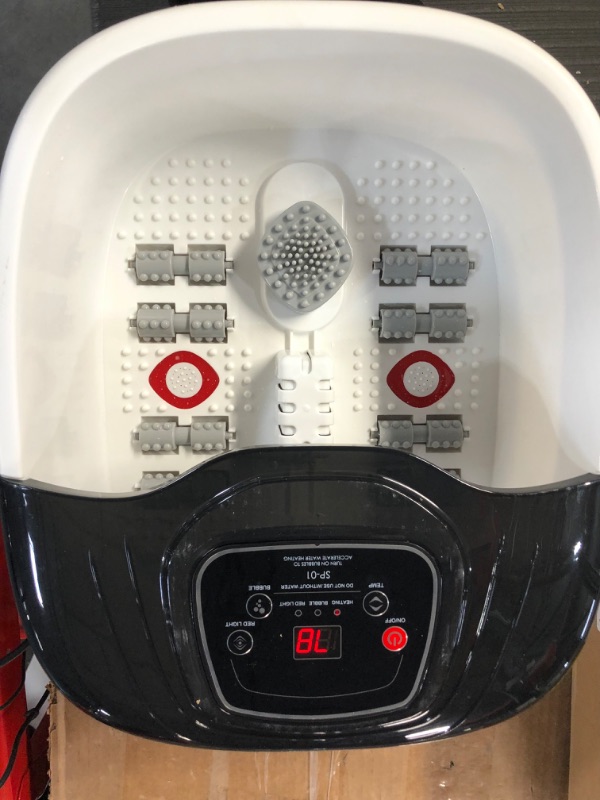 Photo 2 of Foot Spa Bath Massager with Heat, Epsom Salt,Bubbles, Vibration and Red Light,8 Massage Roller Pedicure Foot Spa Tub for Stress Relief,Foot Soaker with Acupressure Massage Points&Temperature Control