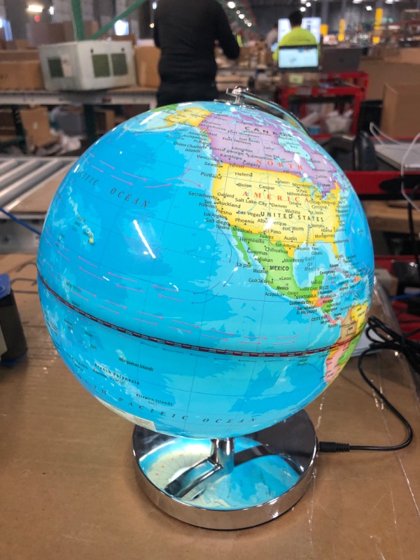 Photo 3 of *SEE NOTES* LED Illuminated Globe of The World with Sturdy Chrome Rotating Display Stand 