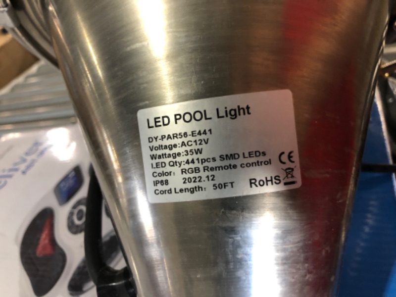 Photo 2 of [USED] 12V LED Pool Light 50FT, 10 Inch Color Changing Pool Light Bulb 