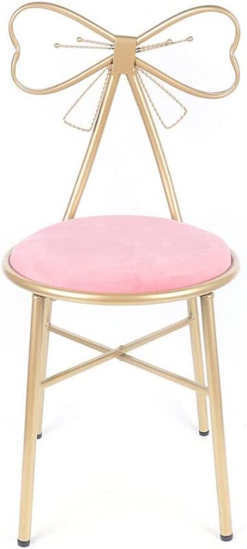 Photo 1 of [USED] Modern Velvet Chair Gold Metal Girls Pink Bowknot 