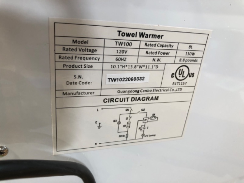 Photo 5 of [USED] Pursonic TW100 Deluxe Towel Warmer with UV Sterilizer
