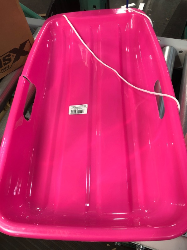 Photo 2 of AGPTEK 47/35/31/26.5/25 Inch Durable Downhill Sprinter Toboggan Snow Sled for Boys Girls Adults with Built-in Handles and Pulling Rope Pink-25.6"