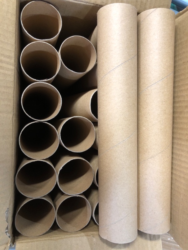 Photo 3 of 24 Pack Brown Cardboard Tubes for Crafts, DIY Projects, Brown (1.8 x 10 In)