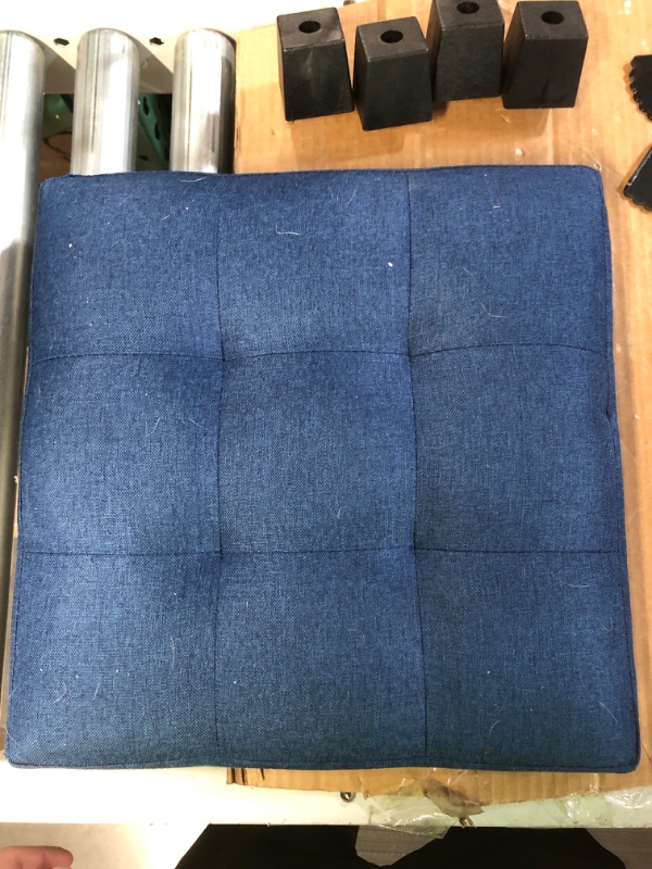 Photo 5 of [New] Apicizon 15 inch Small Storage Ottoman Cube, with Storage Box -  Blue Blue Fabric