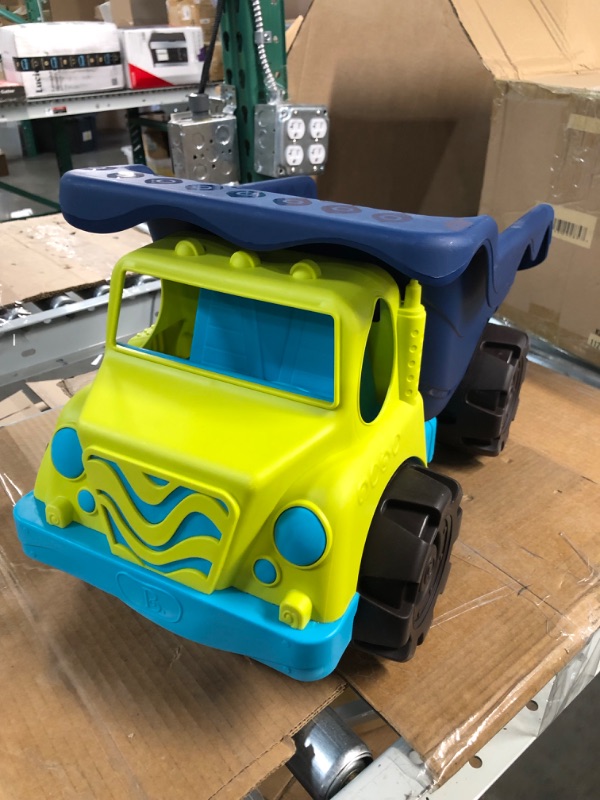 Photo 3 of B. toys by Battat B. Toys - Colossal Cruiser - 20 Large Sand Truck - Beach Toy Dump Trucks for Kids 18 M (Lime/Navy)