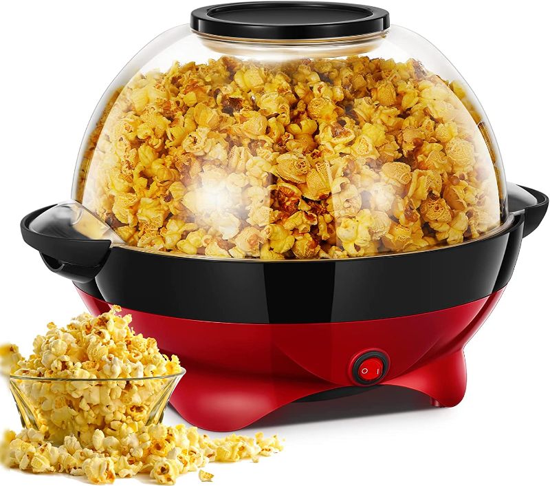 Photo 1 of ***USED*** Popcorn Machine, 28 Cups & 6.3 Qts, HOUSNAT 800W Electric Hot Oil Popcorn Popper Maker with Stirring Rod, Large Lid for Serving Bowl & Convenient Storage, Removable & Nonstick Plate, 2 Measuring Cups
