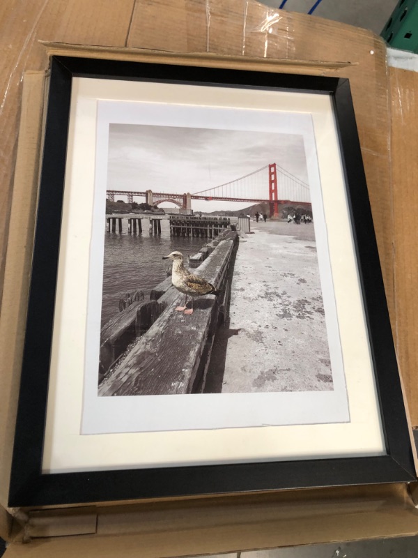 Photo 2 of ***USED/DAMAGED*** Golden State Art, 12x16 Picture Frame Matted to 8.5x11 Picture or 12 by 16 inch Without Mat (Black)
