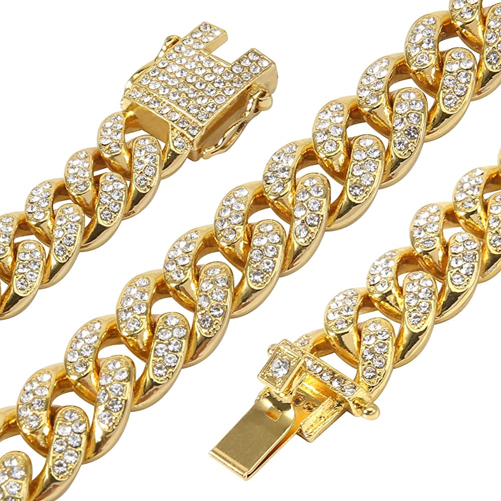 Photo 1 of putouzip Men's 6MM 10MM 12MM Chains 18K Gold Plated CZ Fully Iced Out Miami Cuban Link Necklace