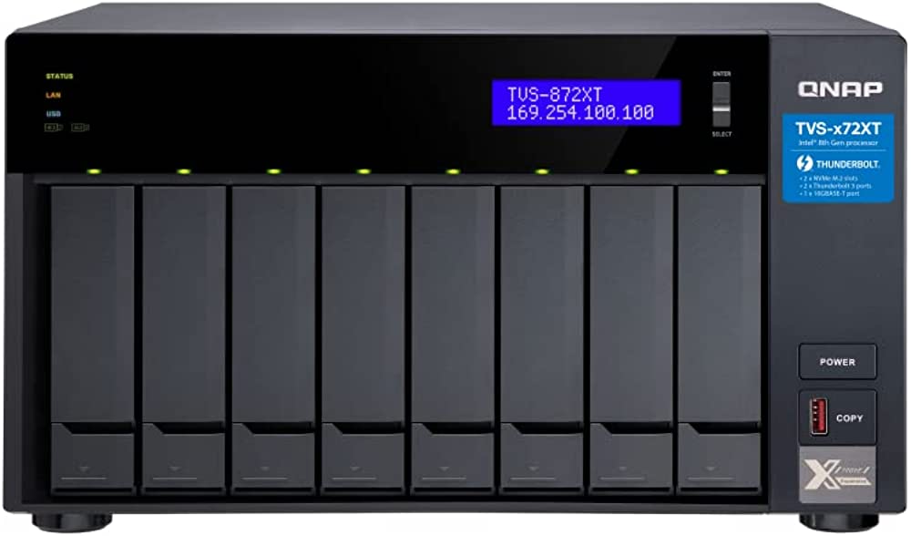 Photo 1 of Visit the QNAP Store
4.2 out of 5 stars 4.2 (146) Reviews
QNAP TVS-872XT-i5-16G-US 8 Bay Thunderbolt 3 NAS with 16GB RAM, 10GbE, M.2 PCIe NVMe SSD slots