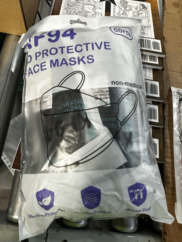 Photo 1 of 50Pcs Black Disposable Face Masks 4-Layer Safety Face Mask 50 Count (Pack of 1) Black