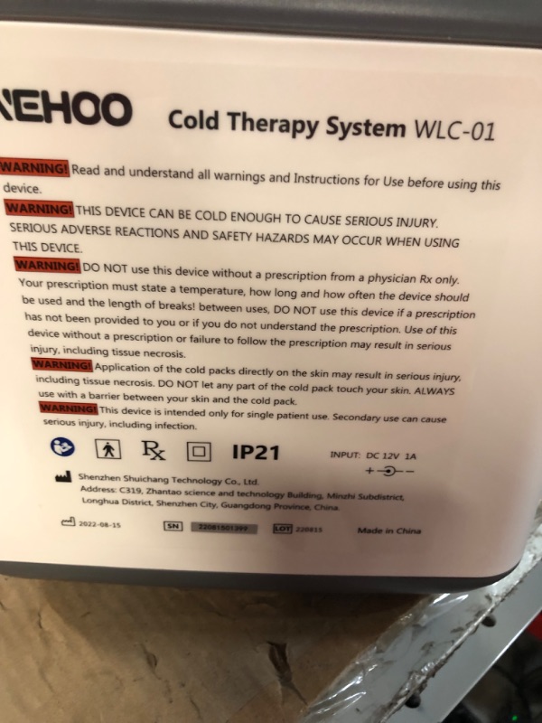 Photo 3 of **SEE NOTES**
NEHOO Cold Therapy System, Low Noise Ice Therapy Machine, Post-Surgery Continuous Cryotherapy Cold