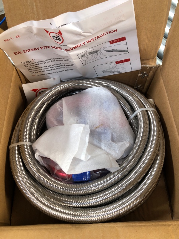 Photo 2 of EVIL ENERGY 6AN PTFE Fuel Line Kit,E85 Stainless Steel Braided Fuel Hose 20FT(5/16Inch ID) 6AN 20FT Silver