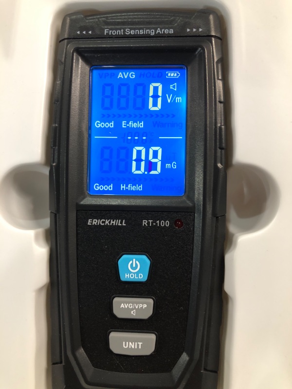 Photo 3 of ERICKHILL EMF Meter, Rechargeable Digital Electromagnetic Field Radiation Detector Hand-held Digital LCD EMF Detector, Great Tester for Home EMF Inspections, Office, Outdoor and Ghost Hunting Black, Blue