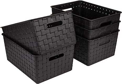 Photo 1 of [DAMAGE] Bekith 5 Pack Woven Plastic Storage Basket