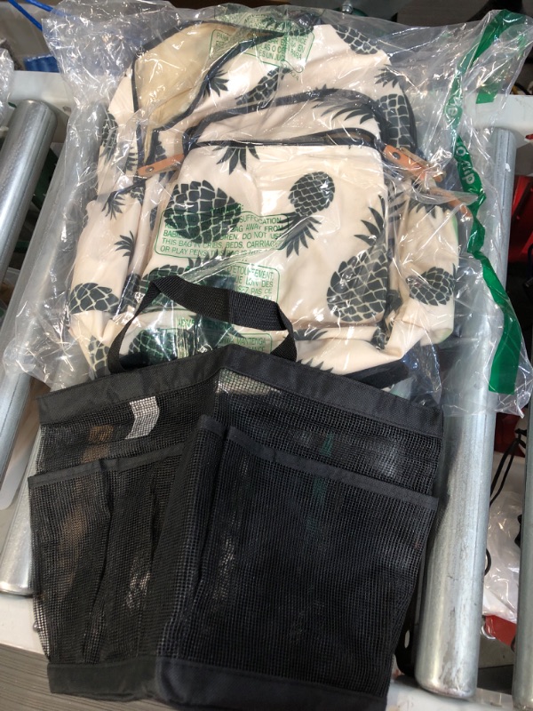 Photo 2 of Leaper Pineapple Print Backpack + Mesh Tote