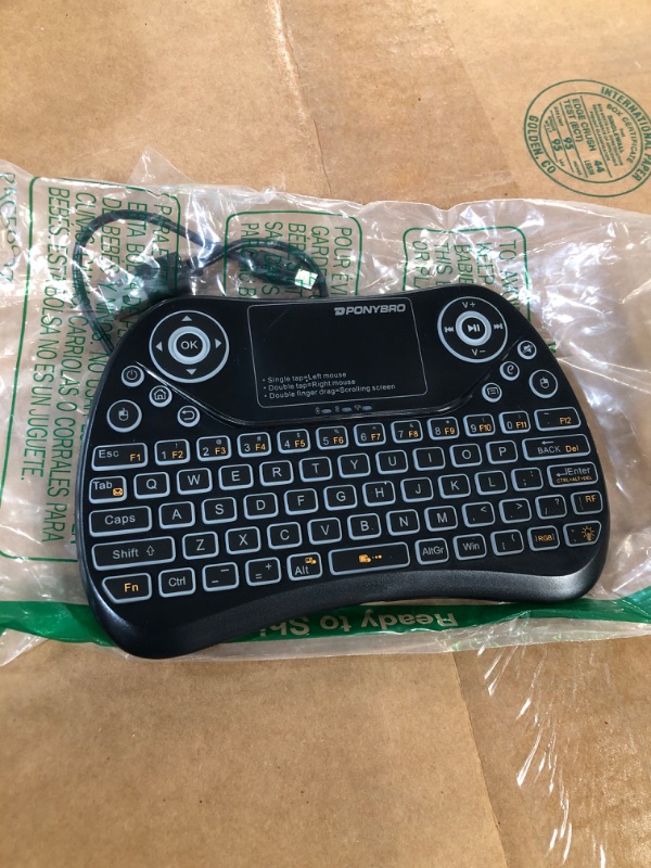 Photo 2 of Missing Component*** PONYBRO (Newest Version) Backlit Mini Wireless Keyboard with Touchpad Mouse Combo QWERTY Keypad, Rechargeable for Smart TV, Android TV Box, Xbox, Raspberry Pi, PC