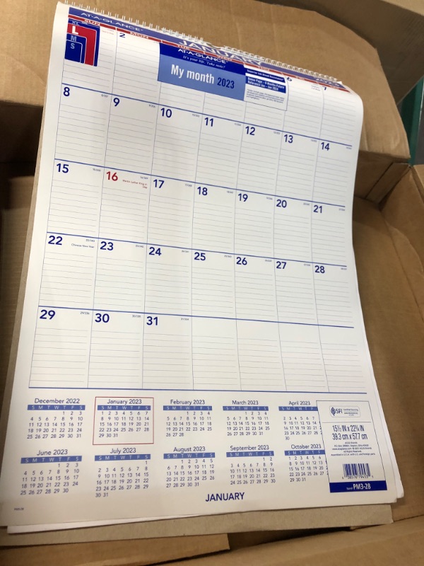 Photo 2 of AT-A-GLANCE 2023 Wall Calendar, 15-1/2" x 22-3/4", Large, Spiral Bound, Monthly (PM328) Large 2023 New Edition Calendar