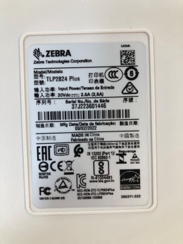 Photo 4 of ZEBRA TLP2824 Plus Thermal Transfer Desktop Monochrome Printer Print Width of 2 in Serial and USB Port Connectivity 282P-101110-000