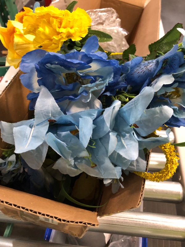 Photo 1 of 40 Stems Artificial Full Blooming Lily, Rose Bud, Carnation and Mum with Greenery