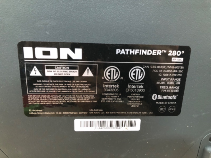 Photo 4 of **ONLY RADIO WORKS/SEE NOTES** ION iPA125C Pathfinder 280° 8-in. 120-Watt All-Weather Bluetooth Rechargeable Speaker with FM Radio and LED Lighting