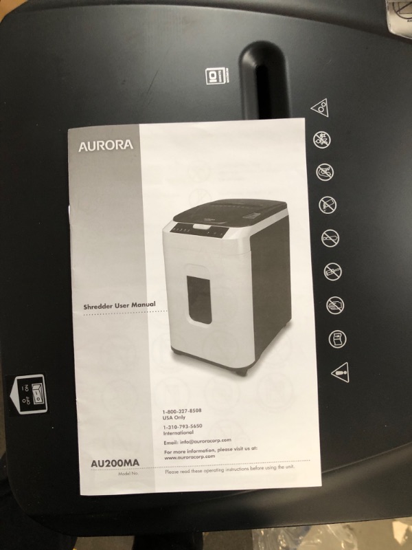 Photo 2 of Aurora Commercial Grade 200-Sheet Auto Feed High Security Micro-Cut Paper Shredder/