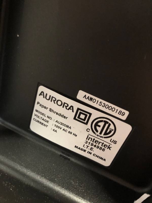 Photo 3 of Aurora Commercial Grade 200-Sheet Auto Feed High Security Micro-Cut Paper Shredder/