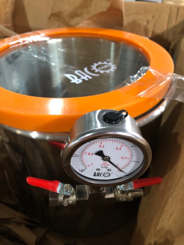 Photo 3 of ** MISSING PARTS ** BACOENG 3 Gallon 4.5 CFM Tempered Glass Lid Vacuum Degassing Chamer and Pump Kit, Perfect for Stabilizing Wood, Degassing Silicones, Epoxies and Essential Oils