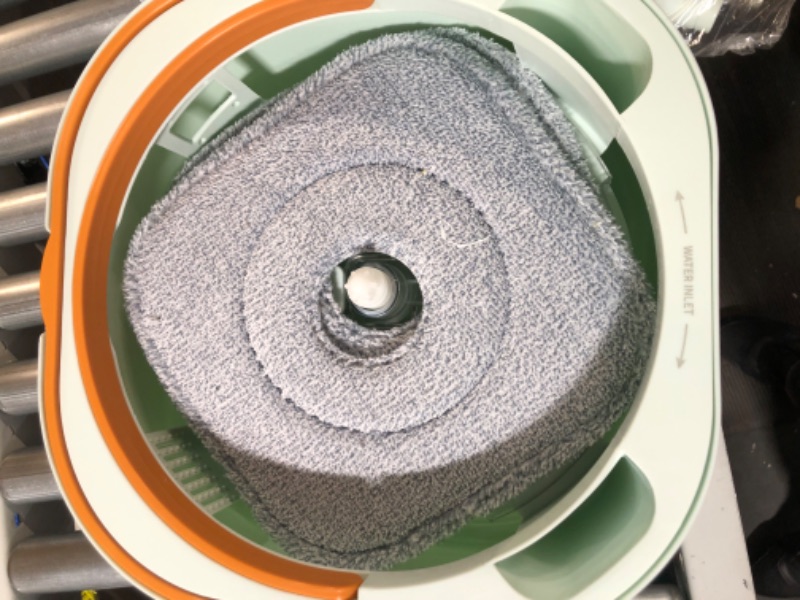 Photo 1 of Flat Floor Mop and Bucket System Set with Wringer, Self Wringing Microfiber Spin Mops Bucket