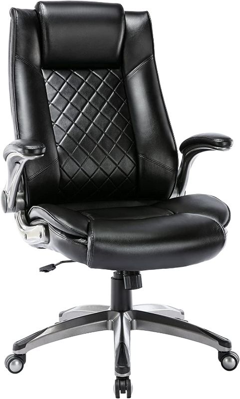 Photo 1 of High Back Executive Office Chair 300lbs-Ergonomic Leather Computer Desk Chair 