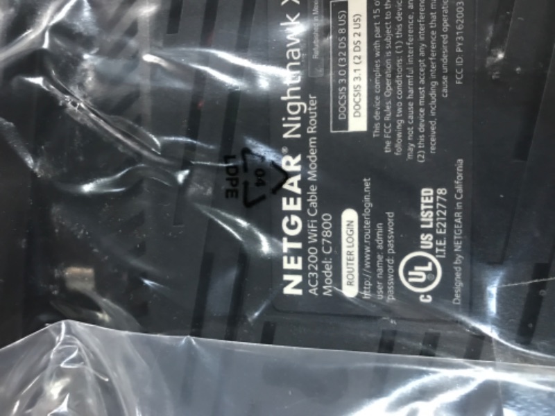 Photo 2 of NETGEAR Nighthawk Cable Modem WiFi Router Combo (C7800) - Compatible SEEMS NEW