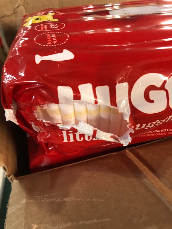 Photo 3 of **ONE BAG RIPPED DUE TO SHIPPING**
Baby Diapers Size 1 (8-14 lbs), 198ct, Huggies Little Snugglers Newborn Diapers