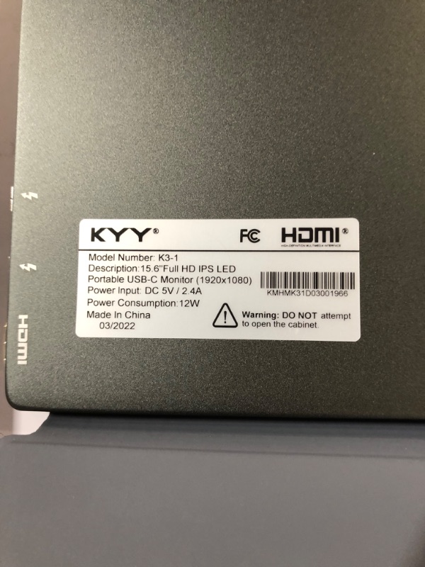 Photo 2 of KYY 4K Portable Monitor 15.6'' 3840x2160 UHD USB-C Monitor, 100% Adobe RGB, 400cd/? Grey